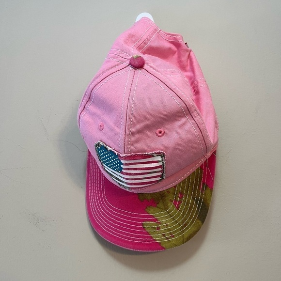Ladies Baseball Hat Pink Camo USA Flag Cap - Picture 1 of 7